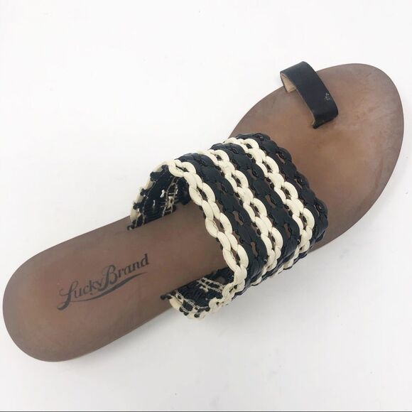 Lucky Brand | Baheeti Sandals in Black & Cream 6 - Picture 1 of 9